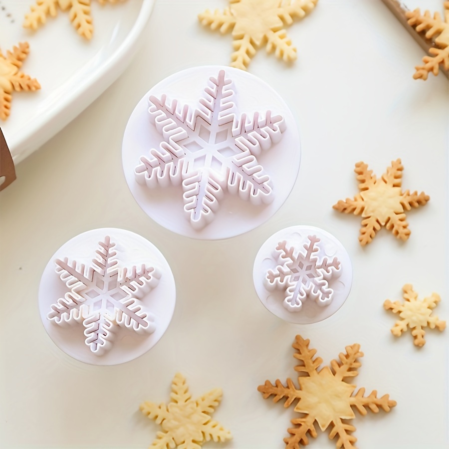 

3 Pcs Snowflake Plunger Cake Cutters - Perfect For Festive Baking: Christmas, , Easter, Hanukkah, Thanksgiving