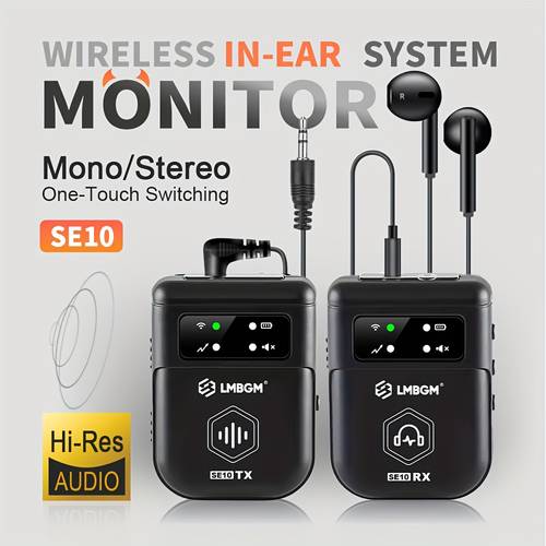 wireless in ear monitor with stereo switching mute function usb c charging 3 5mm audio interface rechargeable battery for singers sound engineers stage performances christmas gift wireless headphones gear sleek audio device durable audio equipment wireles earphone with microphone wireles earphone for men wireles earbud