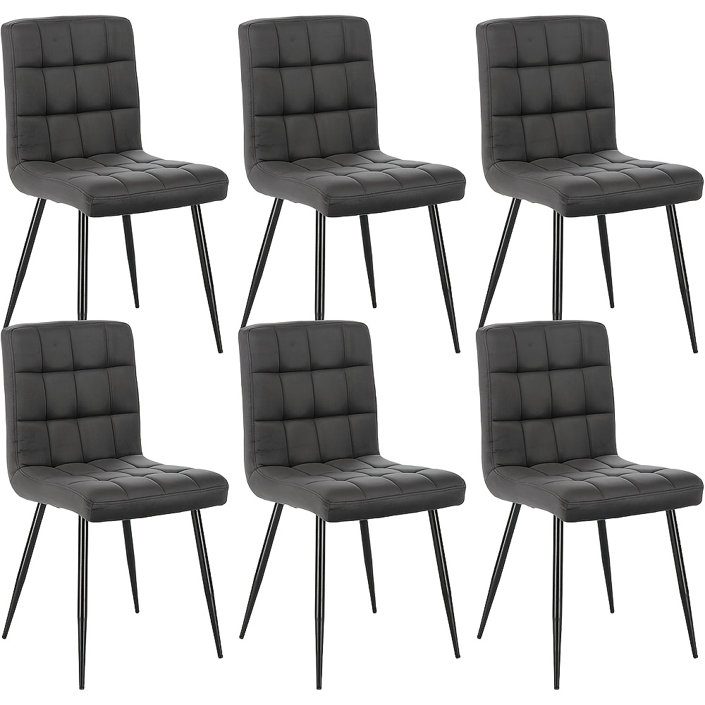 6pcs Modern Dining Chairs, Comfortable Backrest Chairs, Kitchen Chairs, Living Room Chairs, Armchairs, Golden Metal Chair Legs, Velvet Chair Seat
