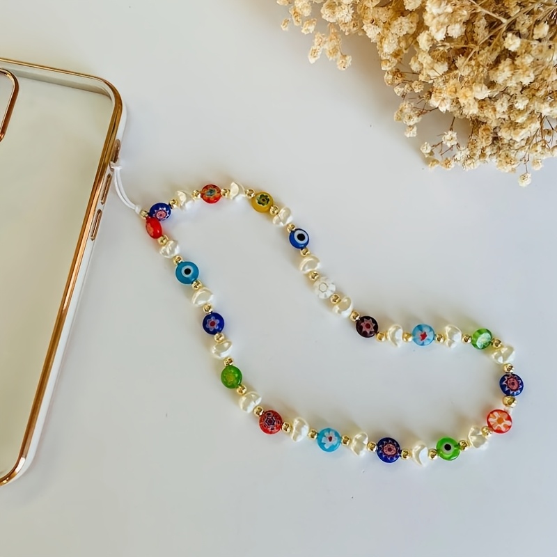 Image of 1pc Sweet Temperament, Small , Colorful Beaded Mobile Phone Chain, Versatile And High-end, Suitable For Girlfriends, Mothers, Valentine's Day
