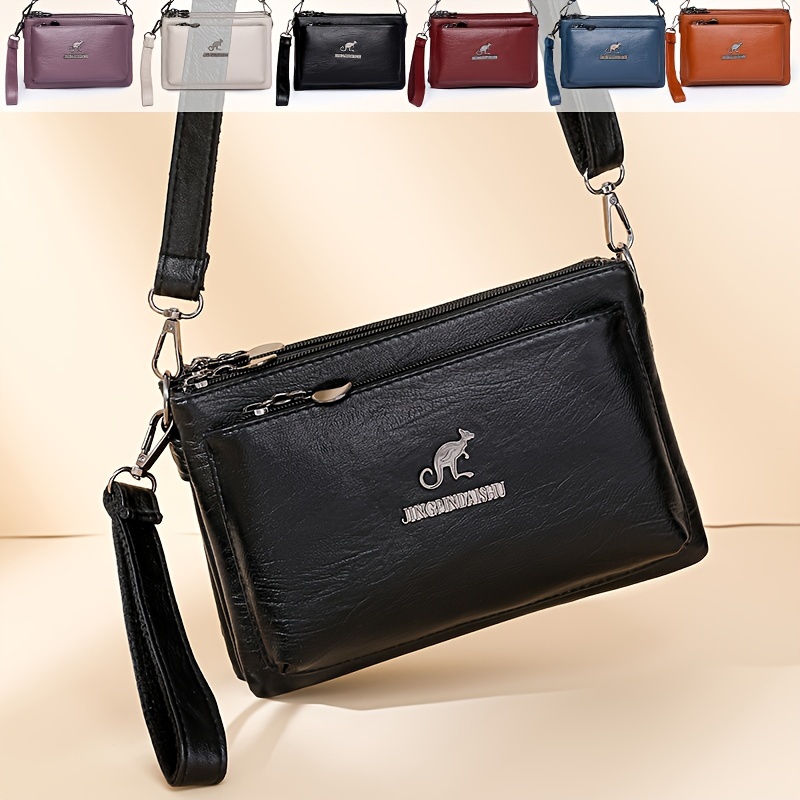

Soft Faux Leather Clutch Bag, Multi Layer Mini Crossbody Bag, Fashion Wristlet Handbag Purse For Women