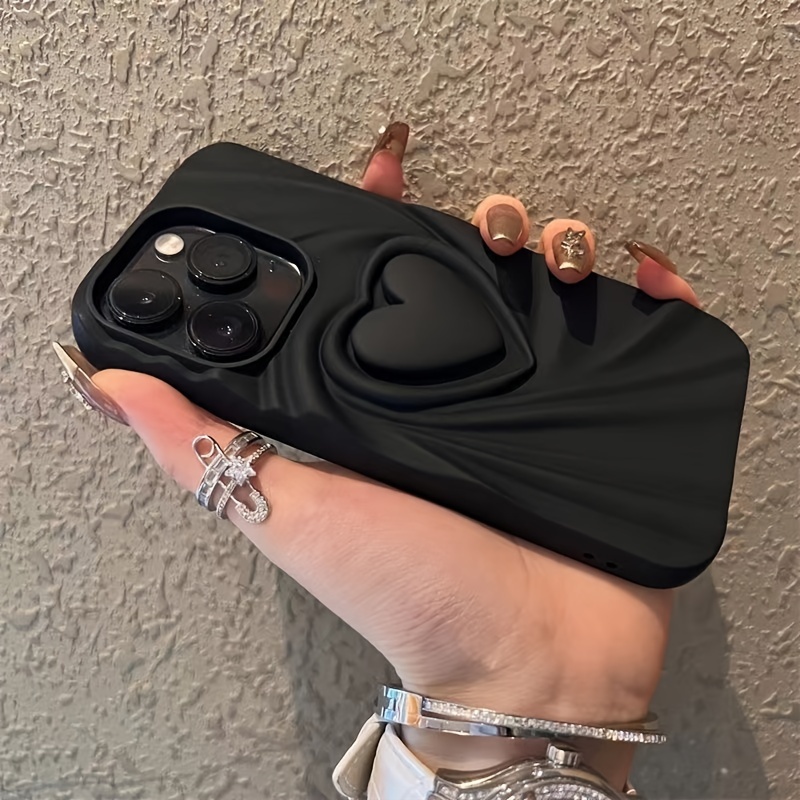 iPhone 15/14/13/12/11 Pro Max için 3D Aşk Kalp Tasarımlı Yumuşak TPU Telefon Kılıfı - Mat Şeker Renkler, 6.6 Ftlik Düşmelere Karşı Darbeye Dayanıklı ayrıntılar 1