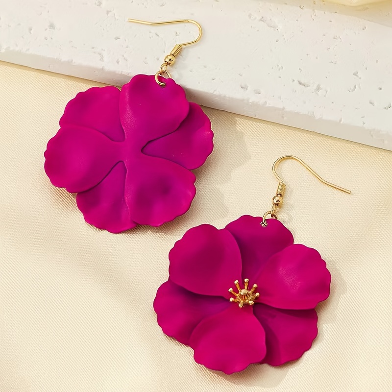 Floral Drop Earrings for Women - Iron Material