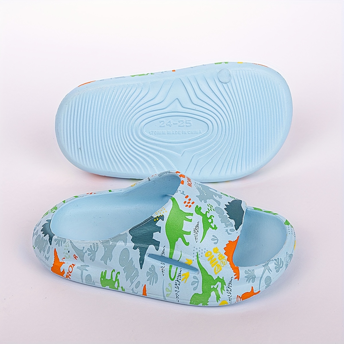 Image of ' Cute Dinosaur Print Slides - Soft, Durable, Non-slip, Quick-dry Eva Slippers For - Perfect For Camping, Travel & Everyday Fun