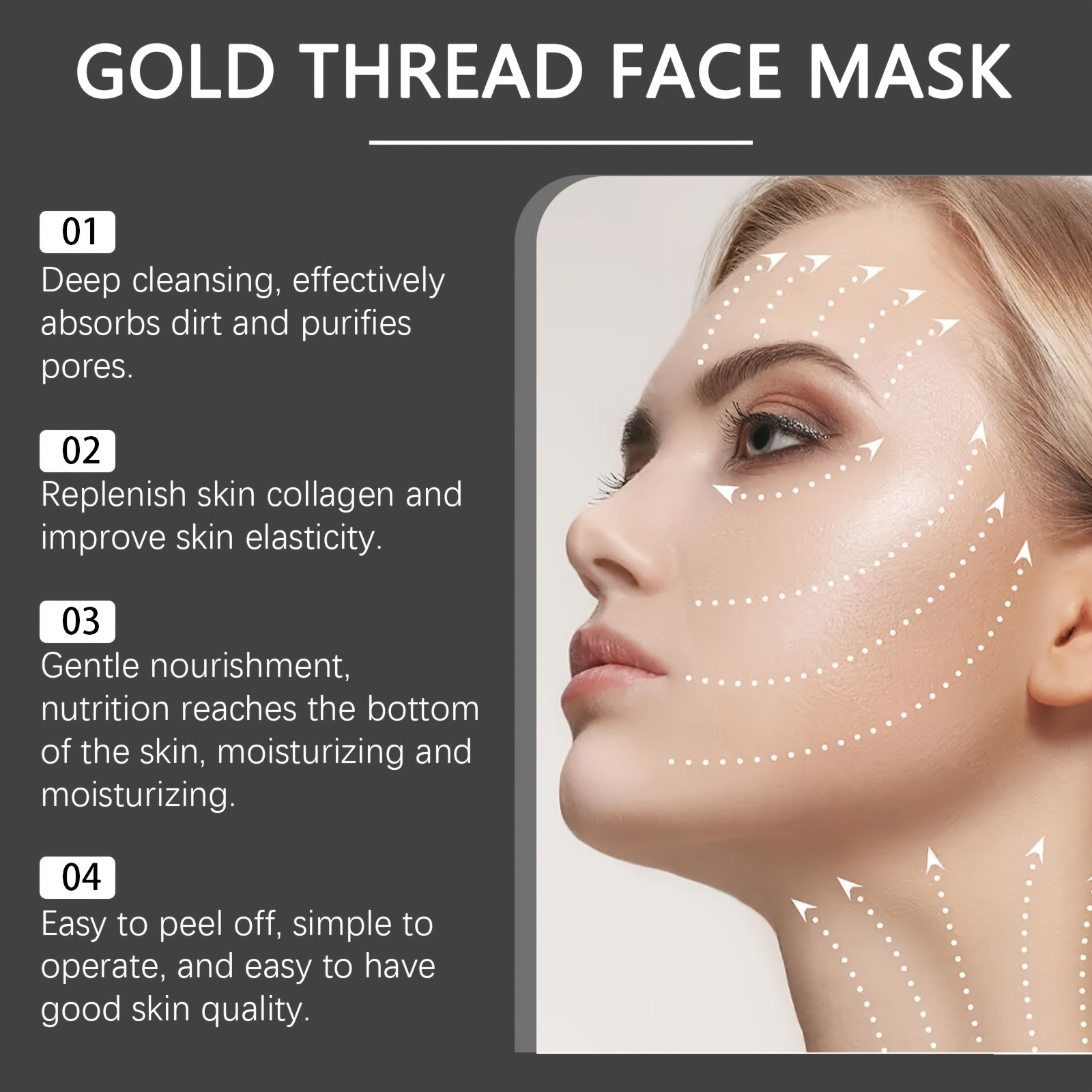 Golden Thread Face Mask Unisex Adult Moisturizing Peel Temu