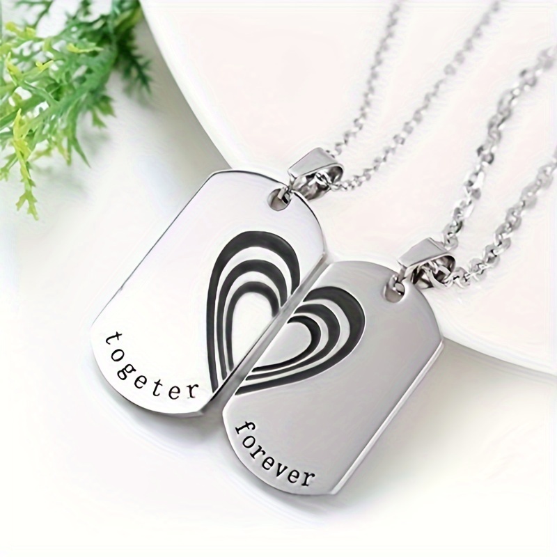 Pulseras Personalizadas Collares De Pareja Acero Inoxidable - Rompecabezas De Corazón - Regalo Para San Valentín O Aniversario Parejas Con Iniciales
