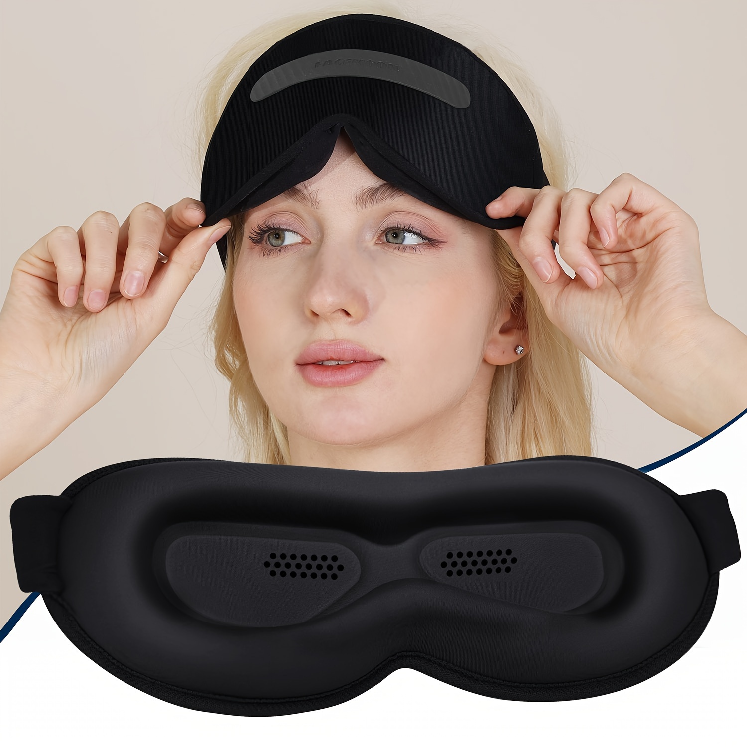 

3d Sleep Eye Mask With Removeable Cover For Women Men, Sleeping Mask With Blackout Strip To Allow Some Light In, Eye Cover For Lash Extensions, Blindfold With Adjustable Strap, Inkiness