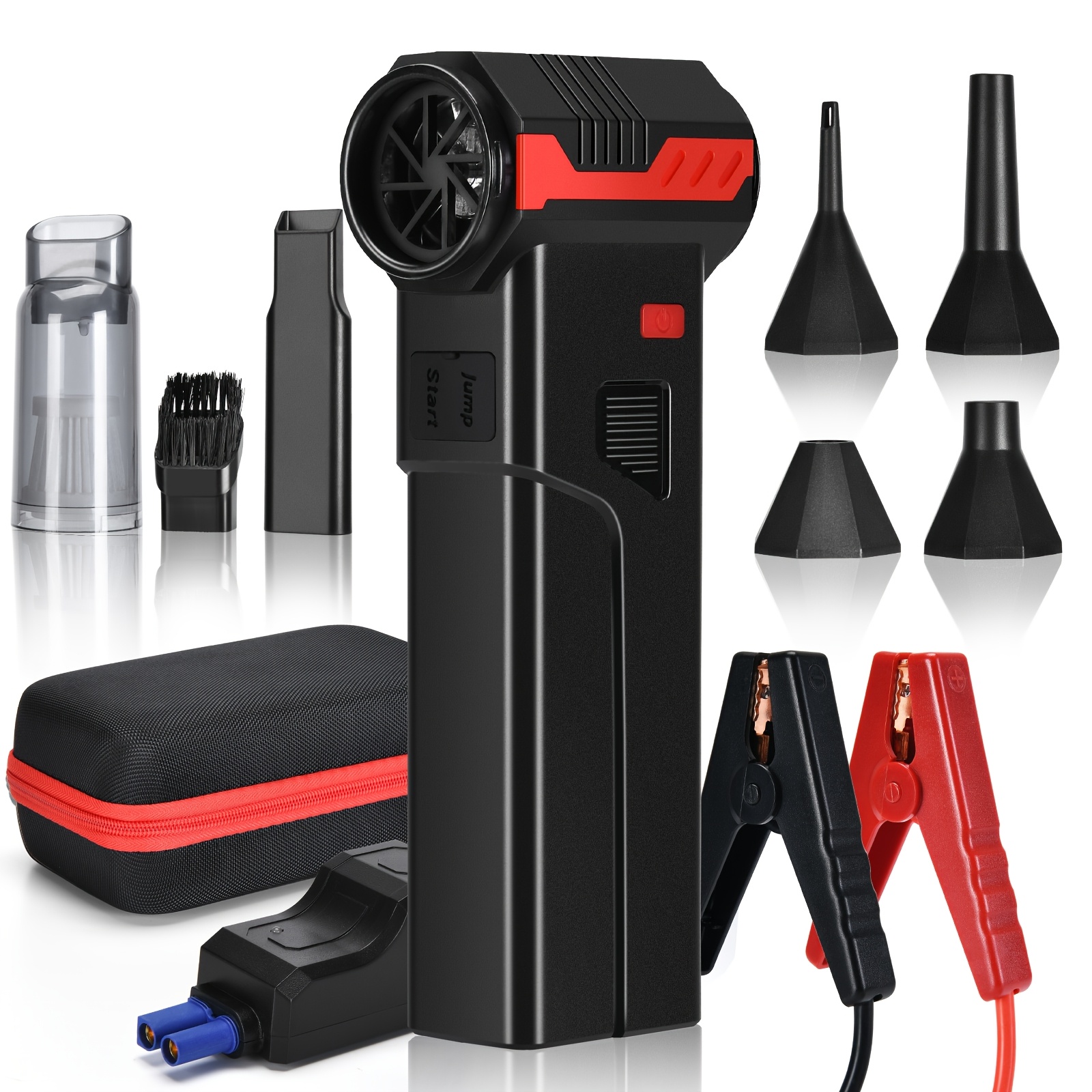 Kopuo 8000mah -one Auto Emergency Tool! 130000rpm High-pressure Turbo Fan + Car Jump Starter, Snow/clean Dust/inflate Tires/charge Devices For Trip & Outdoor