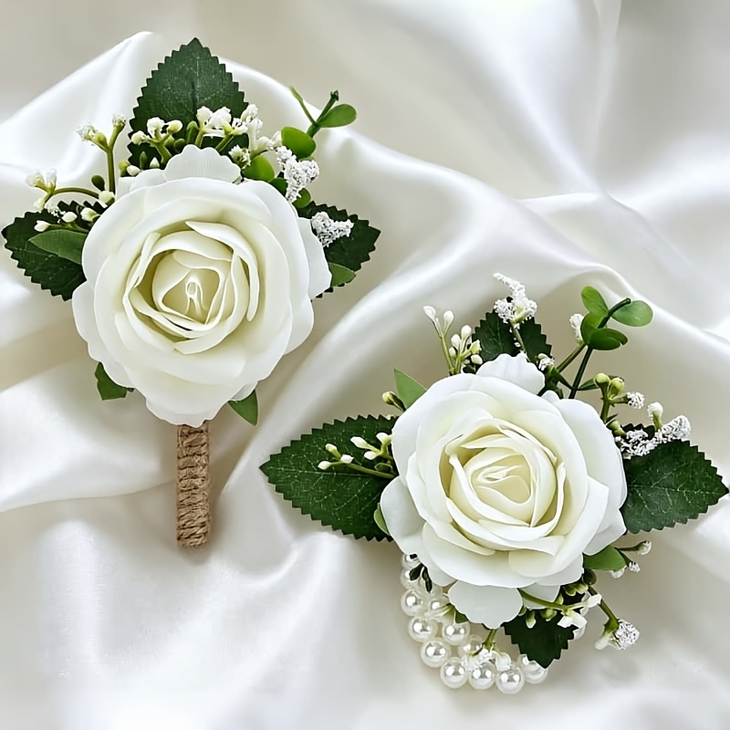 TEMU Ensemble de 2 pièces : Corsage de et boutonnière pour homme avec poignet, convient pour mariage, bal d'année, accessoires pour demoiselle d', ,