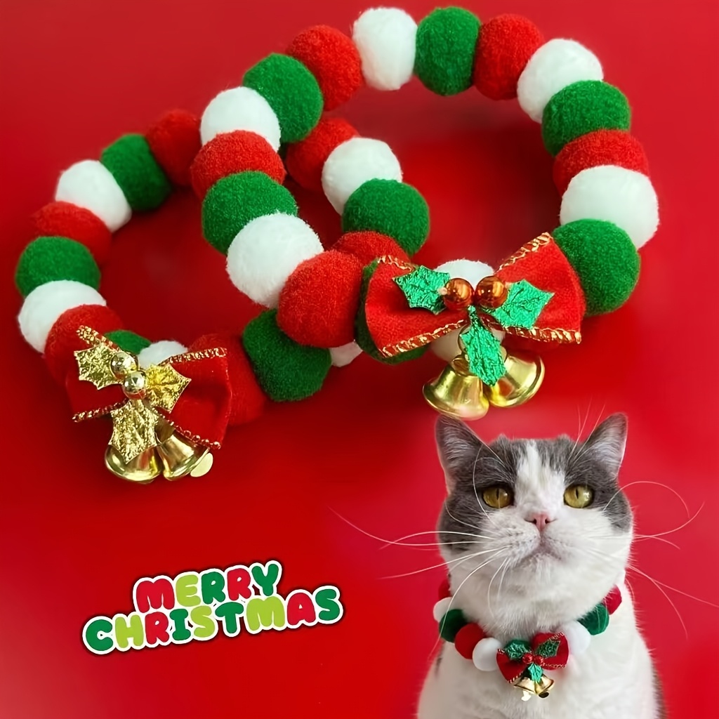 christmas bell long plush ball pet collar winter christmas     clothing accessory without battery Product details 4