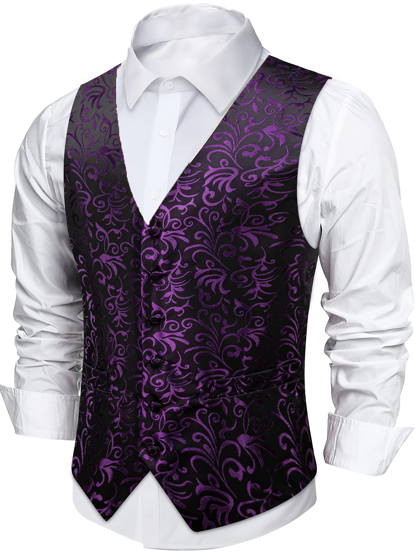purple dress vest mens Barry. Wang Mens Purple Paisley Dress Vest Prom Formal Tuxedo Waistcoa