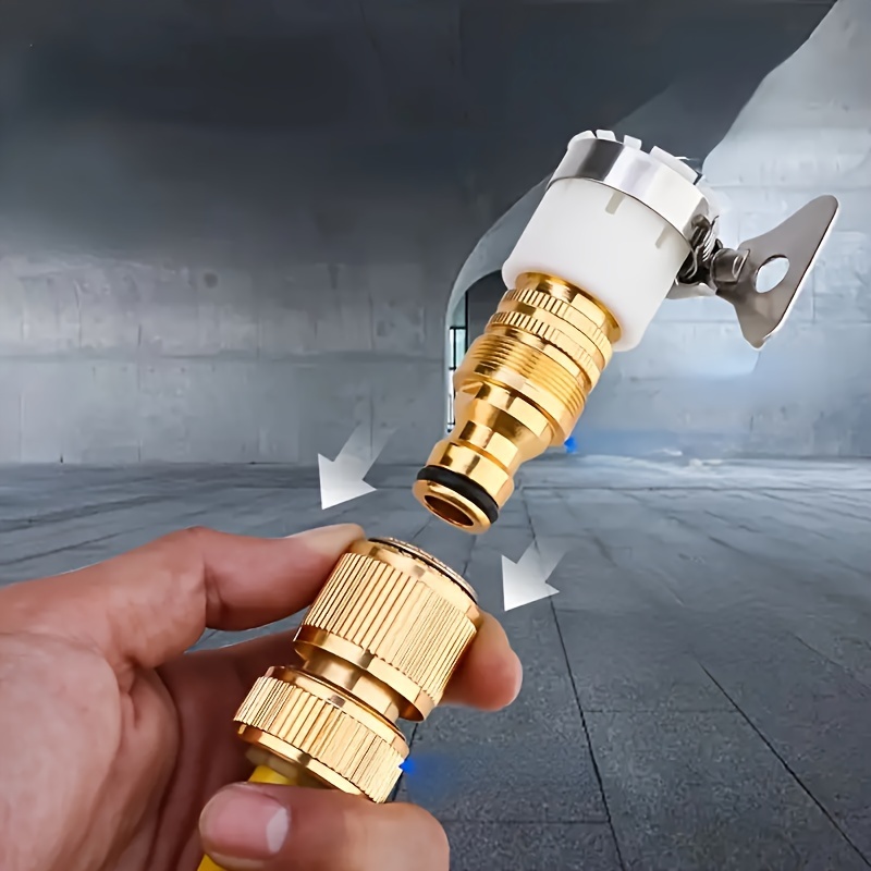 conector de torneira de jardim em alumínio, conjunto de 2 unidades, adaptador de torneira roscada universal para equipamento de rega, acessório para lavagem de  , conexões rápidas para uso interior e exterior 1