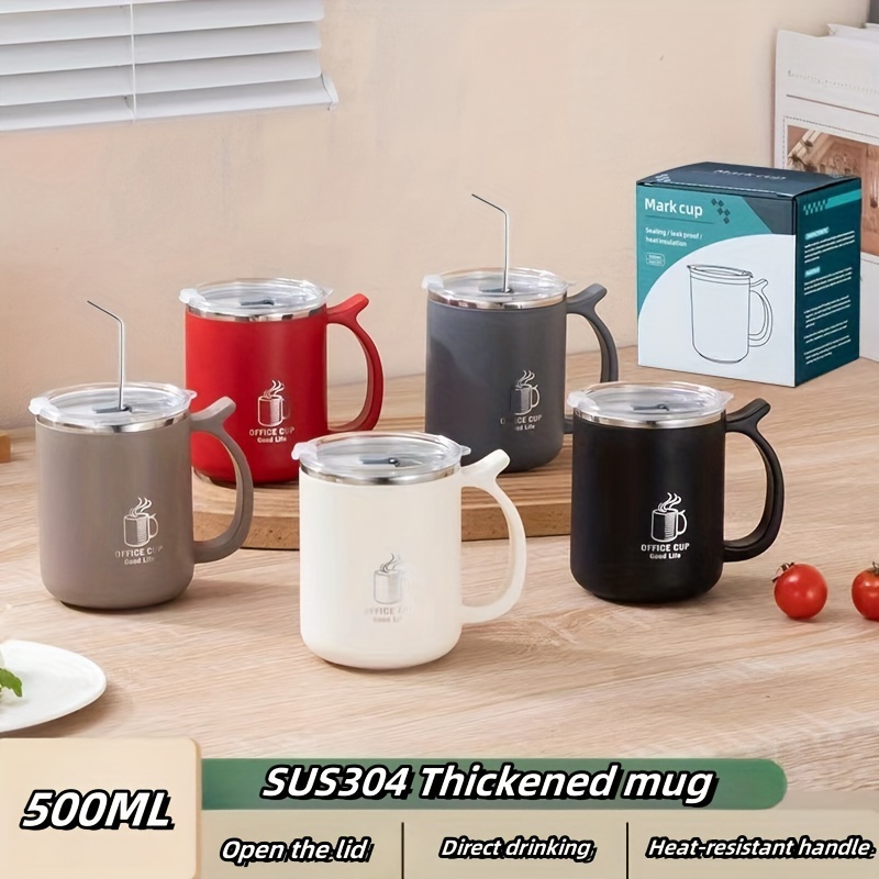 

Mug de voyage en acier inoxydable 304 avec poignée et couvercle - pour , l'extérieur et la rentrée scolaire - de 500 ml