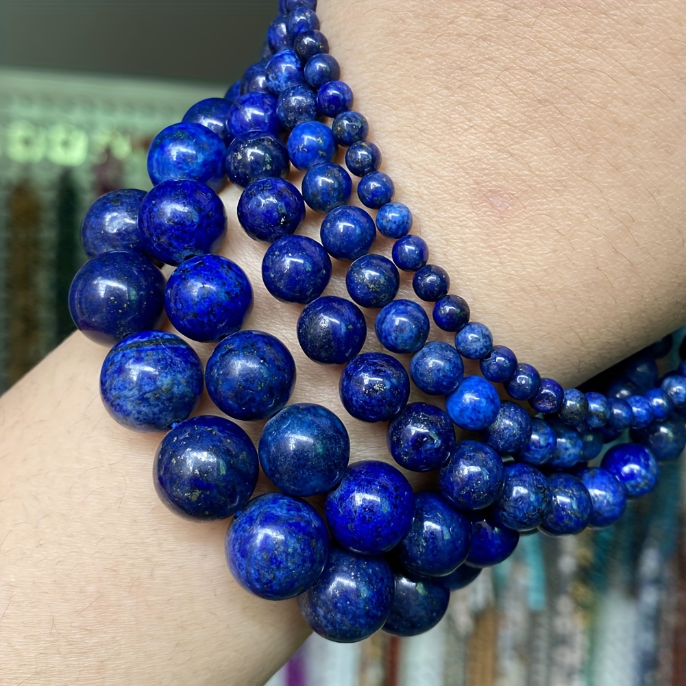 

15" Strand Of Lapis Stone Beads, 4mm-12mm Round Loose Spacer Beads For Making, Fashion Themed Decorative Beads, No Plating - Brand: Lomuine