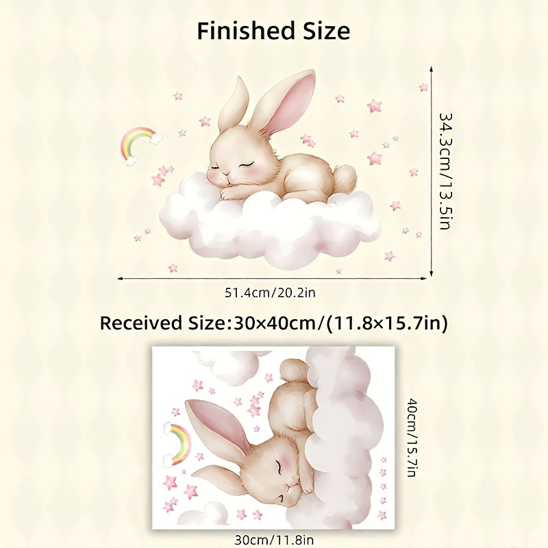 1pc Modern Watercolor Sleeping Rabbit Wall Sticker, Removable Pvc Animal Pattern Decal, Suitable For Bedroom And Living Room, Self-adhesive Glass Surface, Home Decor