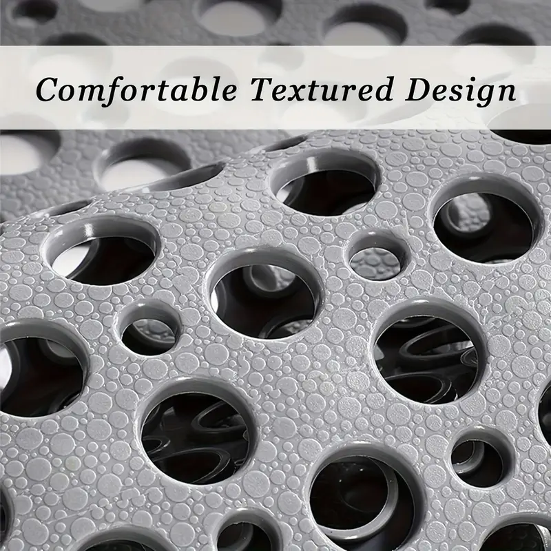 large non slip shower mat round hole design with drainage holes and strong suction cups for grip machine washable bathroom tpe safety pad suitable for showers hotel bathrooms toilets bathtubs Product details 6
