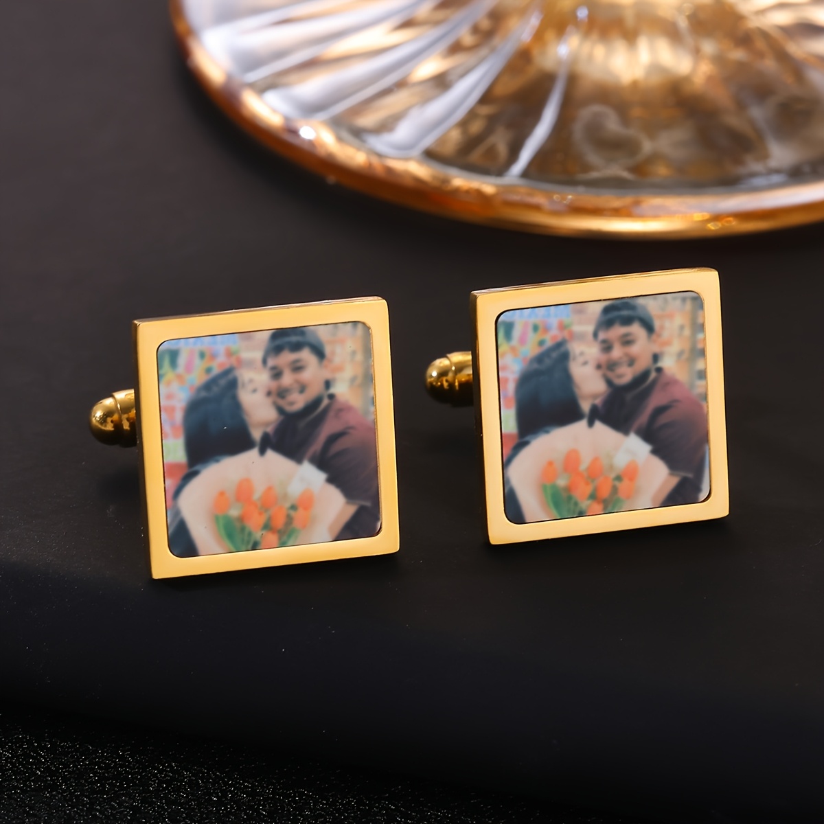 TEMU Custom Photo Cufflinks, Personalized Couple Photo Cufflinks, Pet Photo Keepsake Cufflinks, Family Photo Cufflinks, Wedding Cufflinks, Father's
