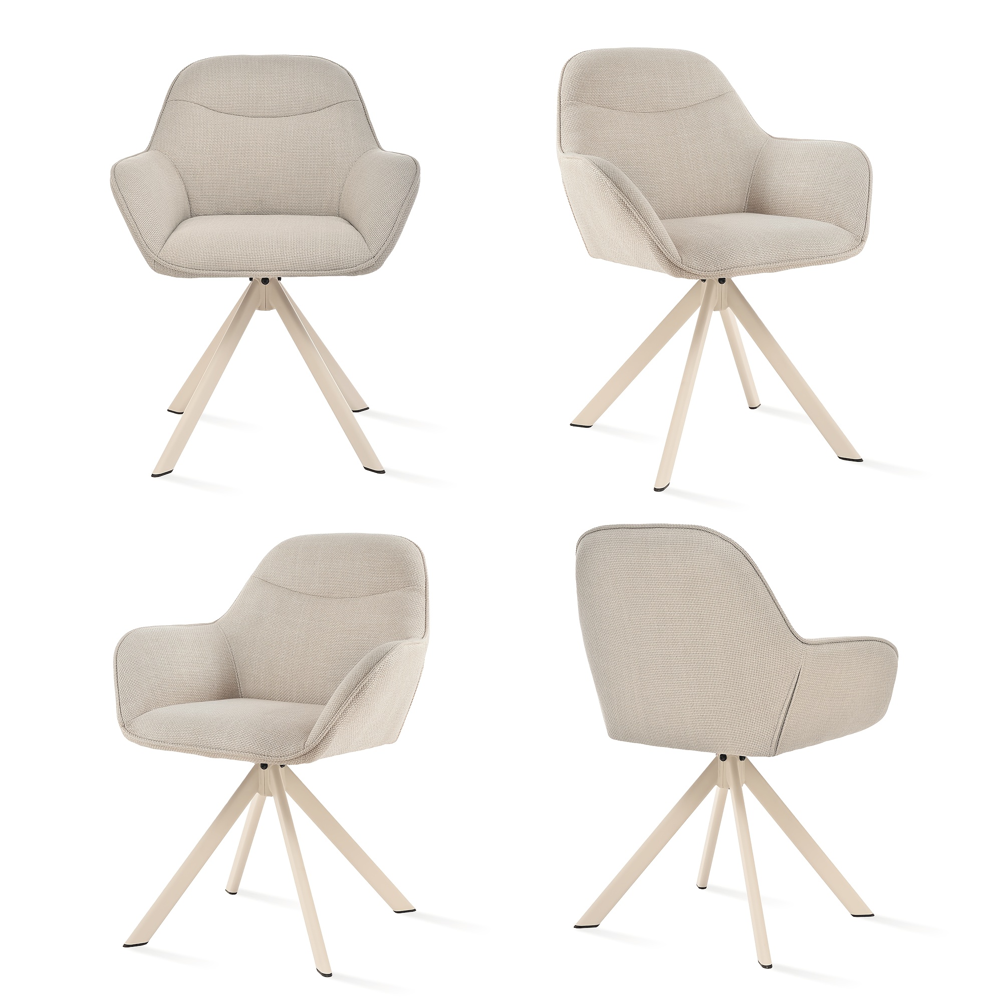 Modern Dining Chairs Set Of 2/4/6, Ergonomic Curved Back Upholstered Armchairs With Adjustable Foot Pads, Accent Chairs For Kitchen, Living Room, Office & Vanity