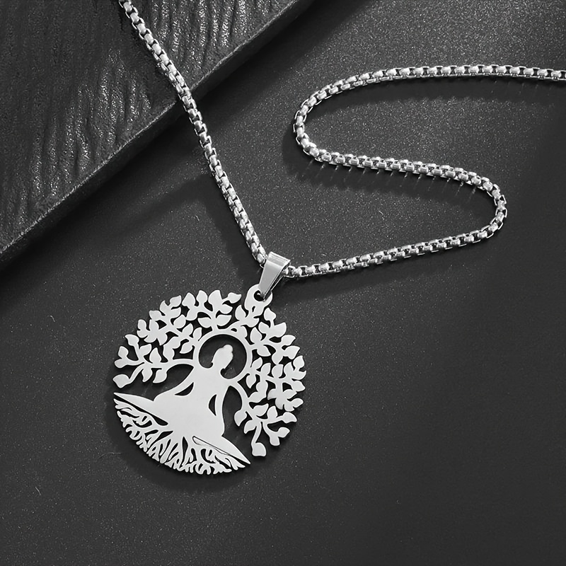 Hollow Meditation Tree Of Life Pendant Necklace, Unisex Gift