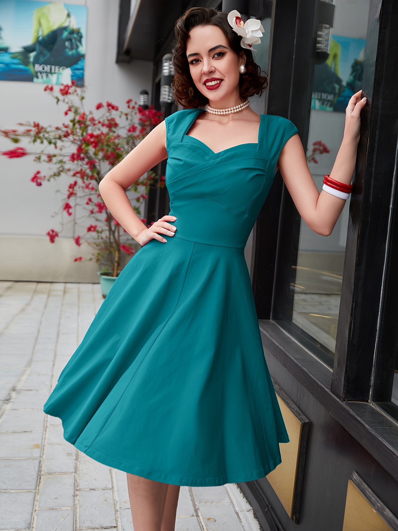 Vintage 1960s Sweetheart Neckline Swing Cocktail Party Dress Temu Morocco