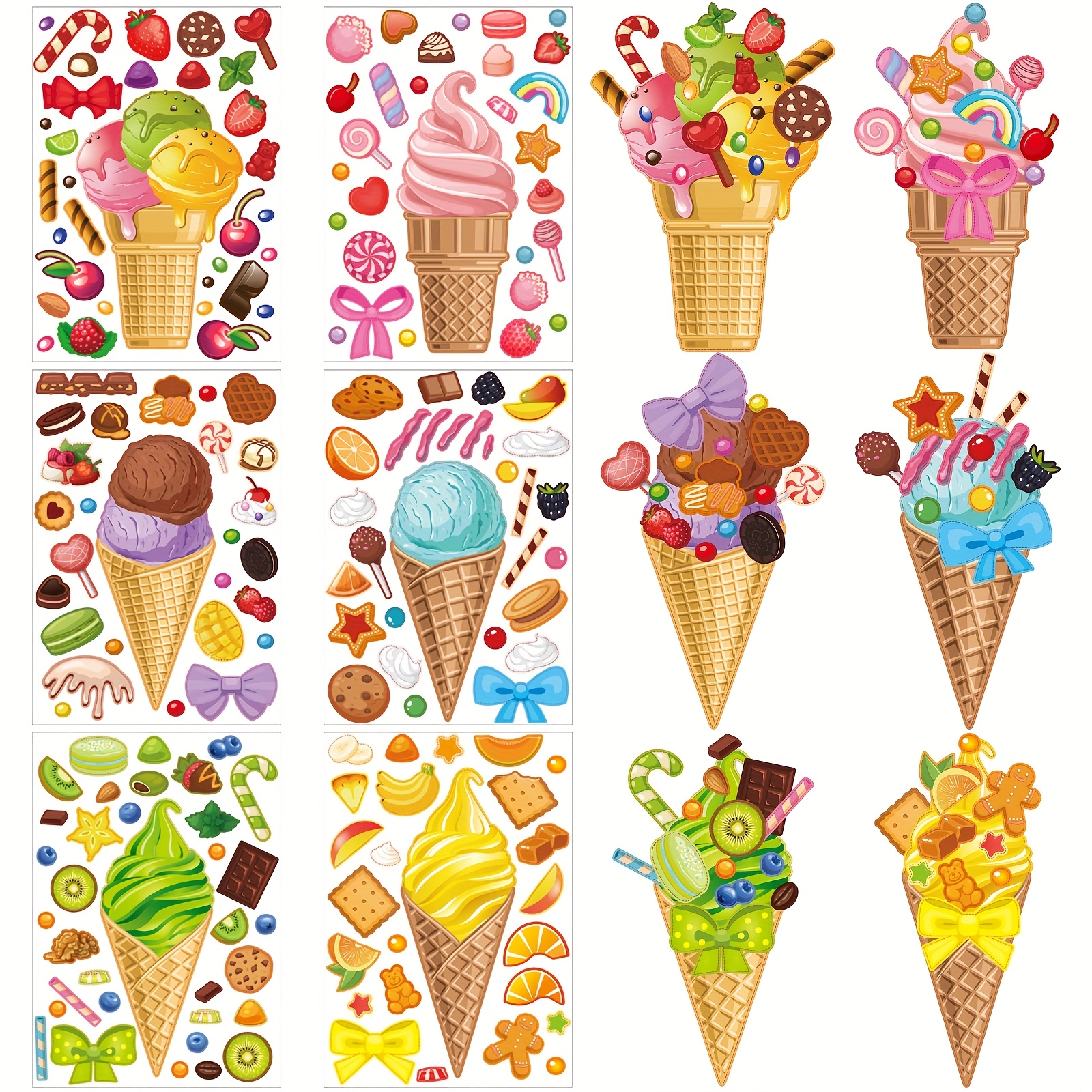 

36 Sheets Ice Cream Stickers Make Your Own Ice Cream Stickers Ice Cream Stickers Diy Summer Dessert Stickers For Party Games