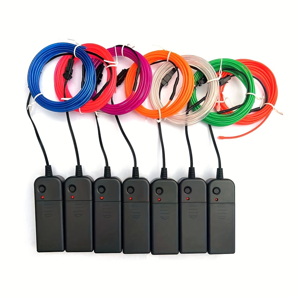 

Set, 7 Pack 9.8ft/16.4ft Neon Light Wire Noise Reduction With Battery Pack (green Blue Red White Pink Purple Orange)