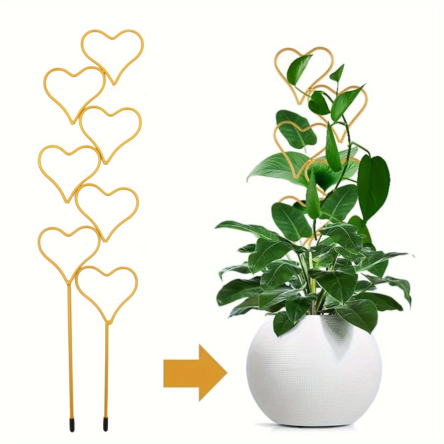 

1pc, Golden Trelli For Potted Plants, Samll Trellis For Climbing Plant Flower Stackable Houseplant, Heart Shaped Trellis For Vine Plant Support Indoor Decoration Plant Climbing Holder Rack