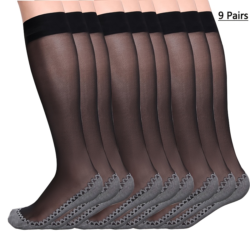 TEMU 9 paar plus-size enkelkousen voor dames, ademend en lichtgewicht. Deze zomerse kniekousen hebben een zachte, comfortabele stof en een gestreept