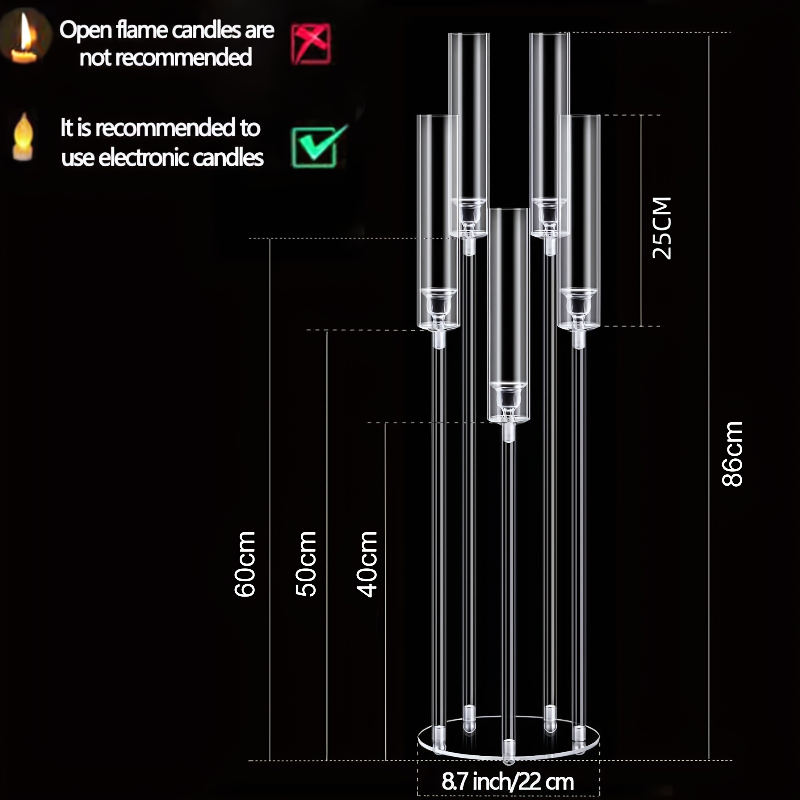 TEMU Set da 4 pezzi Centrotavola moderno a a 5 bracci in acrilico con paralume - da tavolo per matrimoni e San Valentino, per , cene, candele a (non