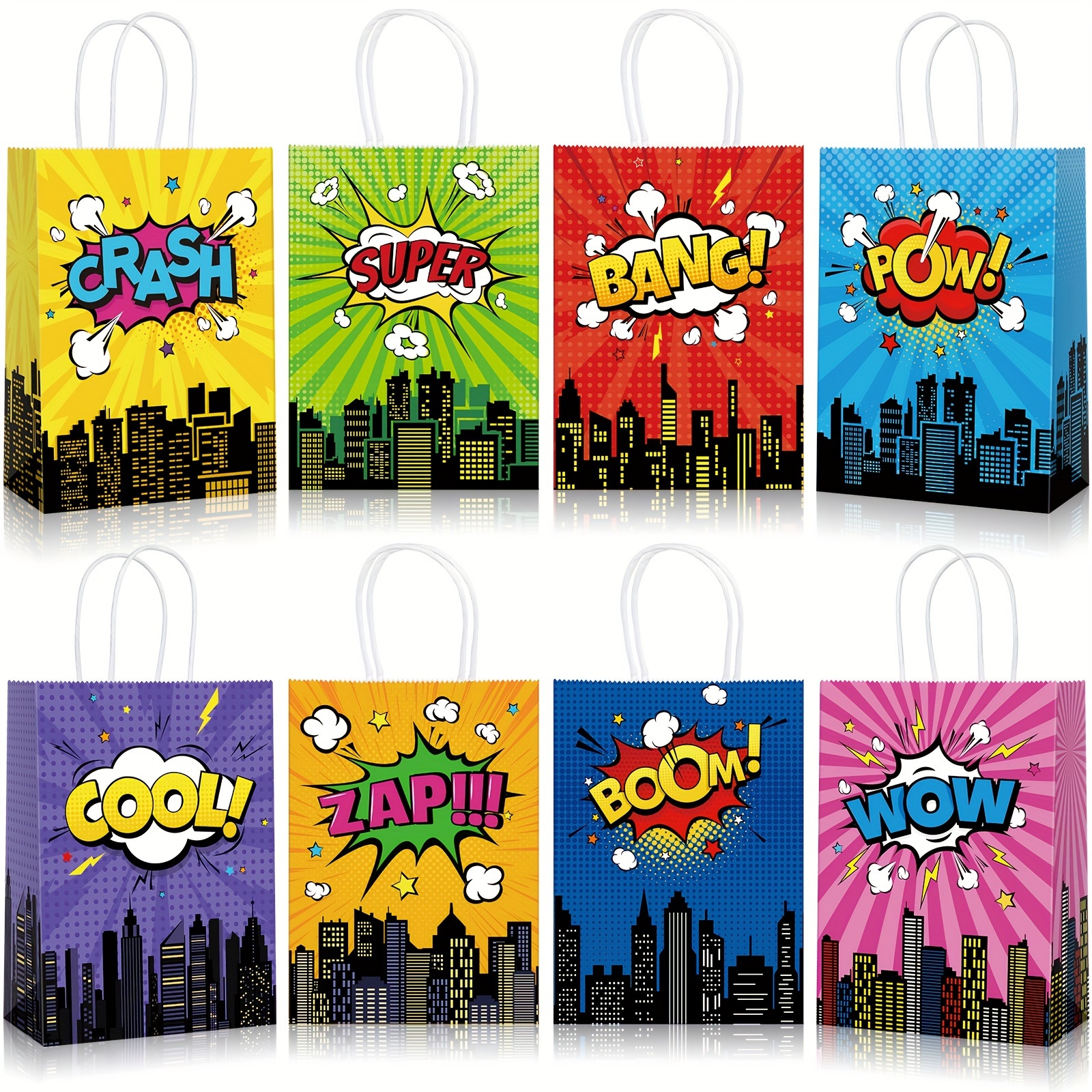 

24-piece Superhero Party Favor Bags - Assorted Comic Hero Designs For Kids Birthday & Baby Shower Gifts