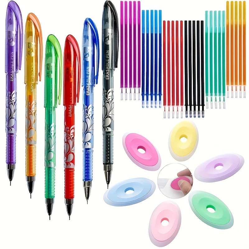 

42pcs/set Neutral Erasable Pen 6 Color Special Rubber Color Oval Eraser With Refill Erasable Gel Pen Correction Supplies School Office Stationery