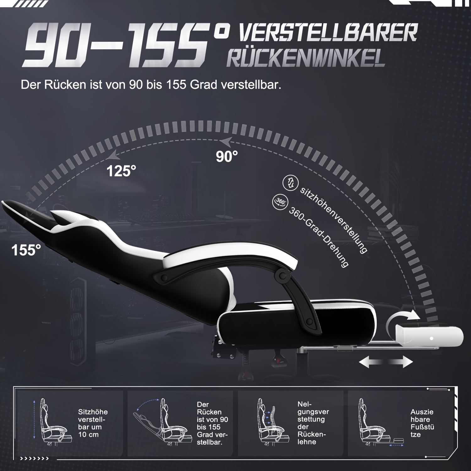 Gronfont gamingstoel met voetensteun