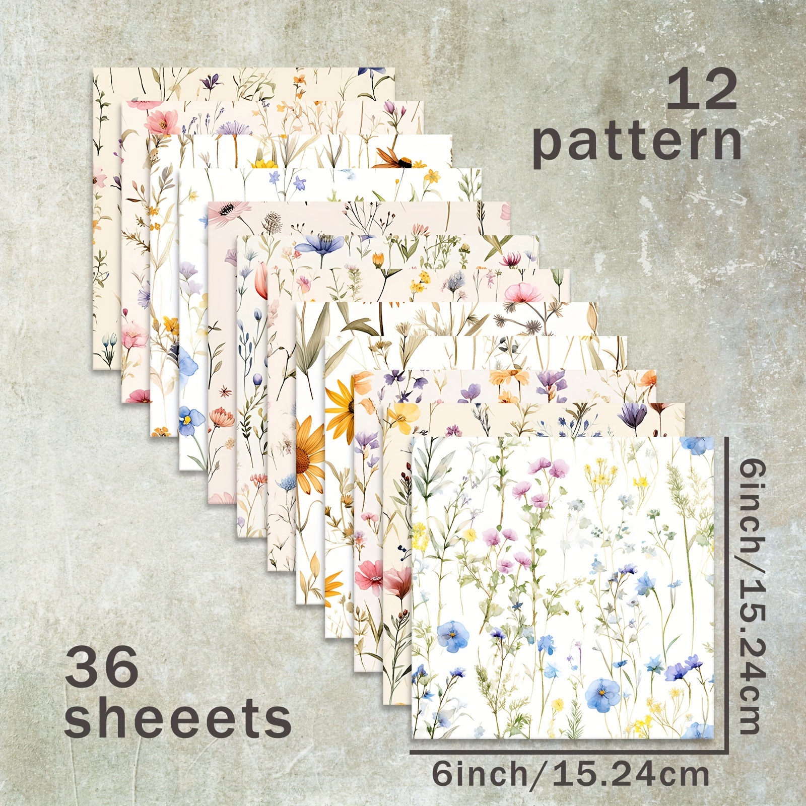 36 Sheets Of 6-inch Daisy Multi-flower Background Paper, Suitable For Bullet Diary Trash Magazine Greeting Card Background Photo Album And Crafts