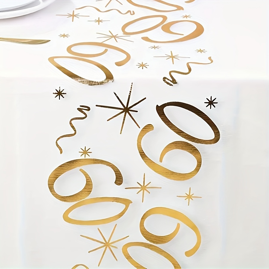 E-shop 1 Rolle Tischläufer zum 60. Geburtstag, geeignet für Feiertagsfeiern, Jubiläen, dekorative , Tischschutz Feste wie Weihnachten