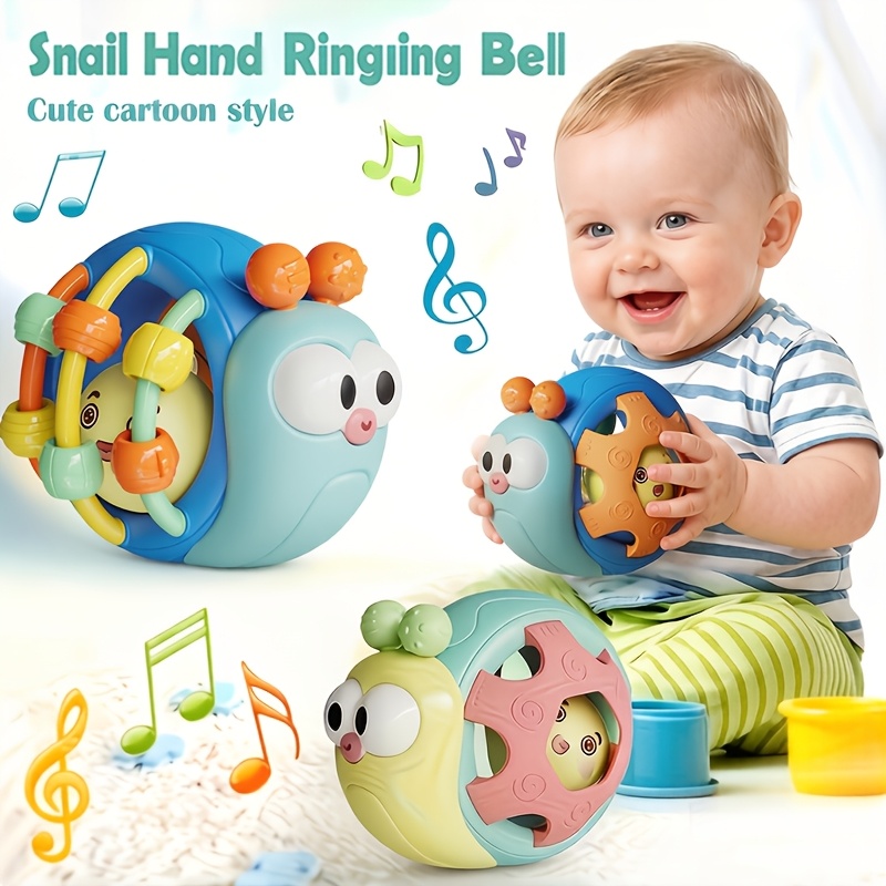 Sensory Stimulating Snail Ringing Toy - Multi Color Sports Skills Development, Crawling, and Interactive Drums, Children's Day Start Season Summer Autumn-Randomly Send One Color from 3pcs Colors