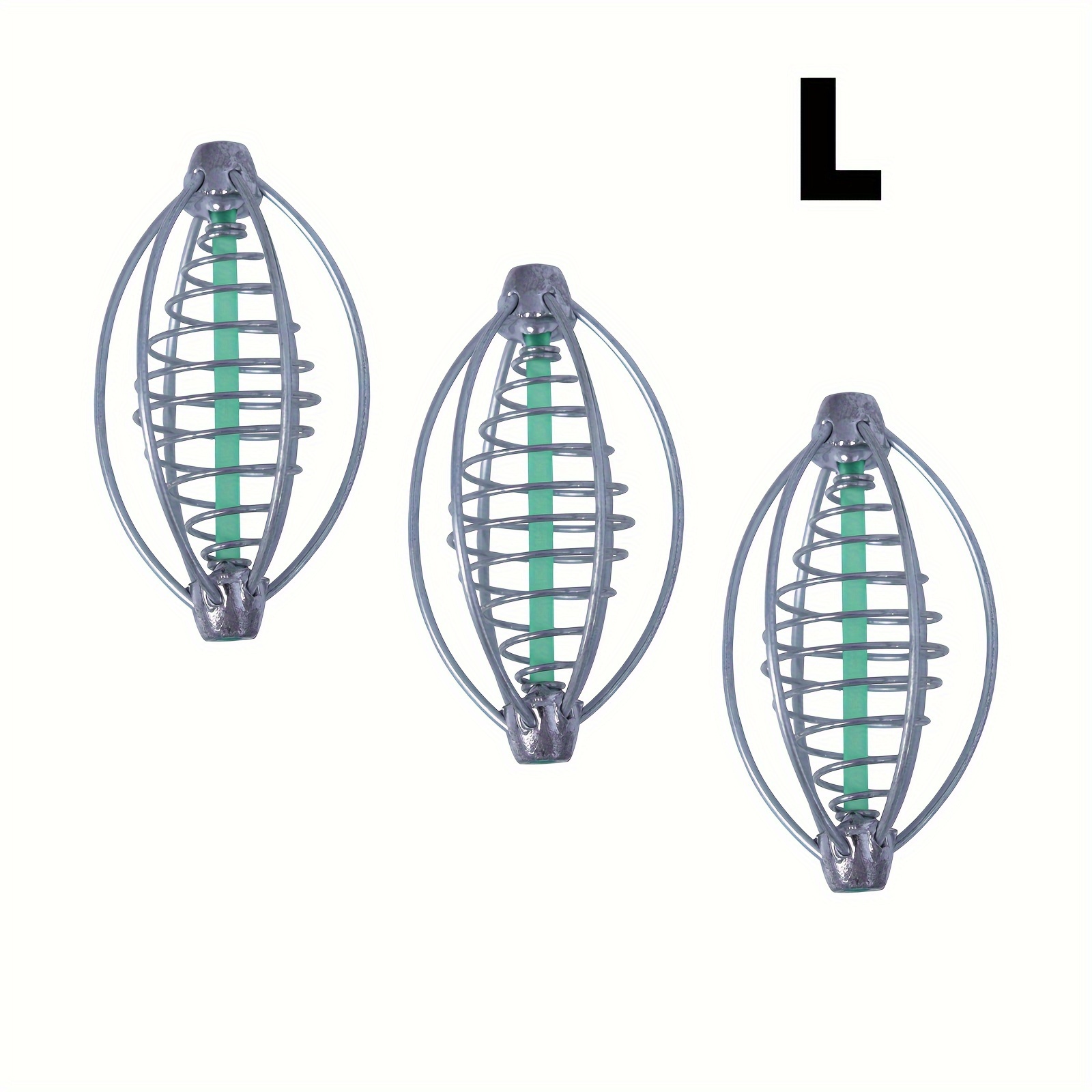 3pcs Spring Flower Basket Bait Cage Beads Fishing Lantern Lead Sinker Nesting Cage Explosion Hook Loose Cannon Spring Bait Cage Long Throw Bait Thrower