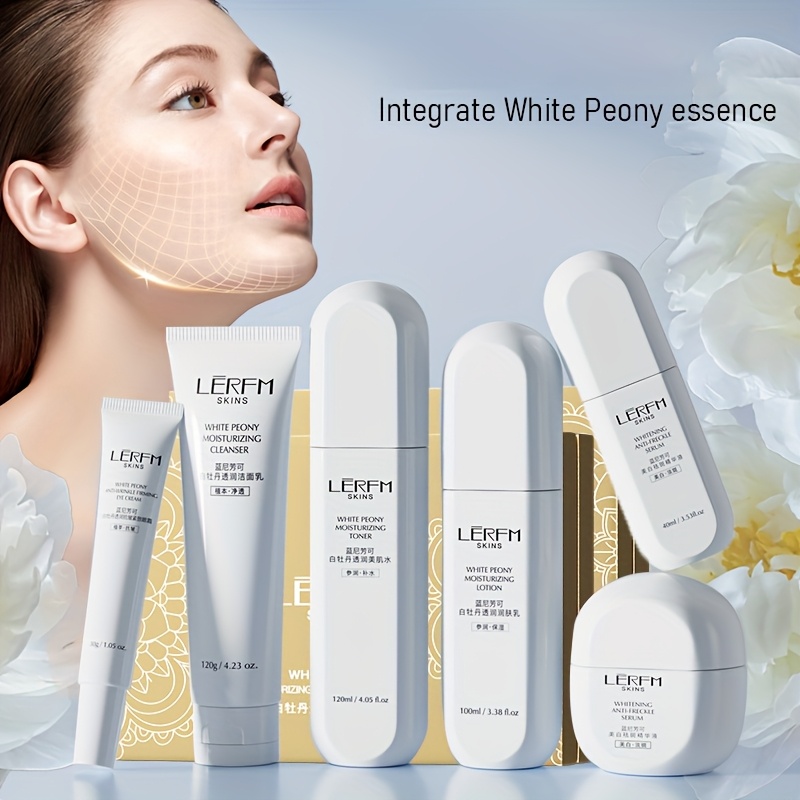white peony firming skincare set with ginseng vitamin e and other light beige   ingredients locks in moisture for smooth and bright   suitable for oily light beige holiday gift box mothers day present details 1