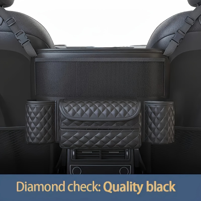 TEMU Car Net Pocket Handbag Holder Between Seats, Large Capacity Leather Purse Holder And Automotive Organizer And Storage For Car Center Console, Black