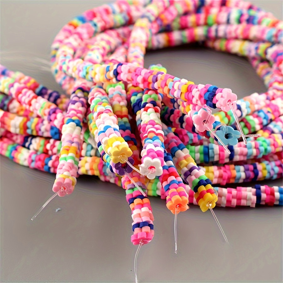 

500pcs 6mm Polymer Clay Flower Partition Mixed Color Beads, Cute Style For Diy Bracelet Necklace Handicrafts Small Business Jewelry Making Supplies