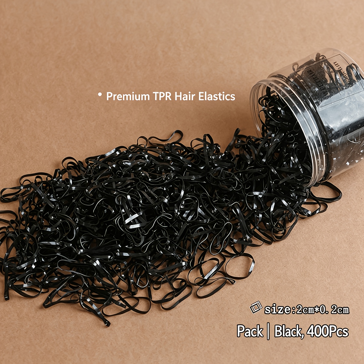 TEMU [Paquete] 400 de pelo negras desechables de elasticidad para mujer, resistentes y duraderas sin tirar del cabello, accesorios para peinar el