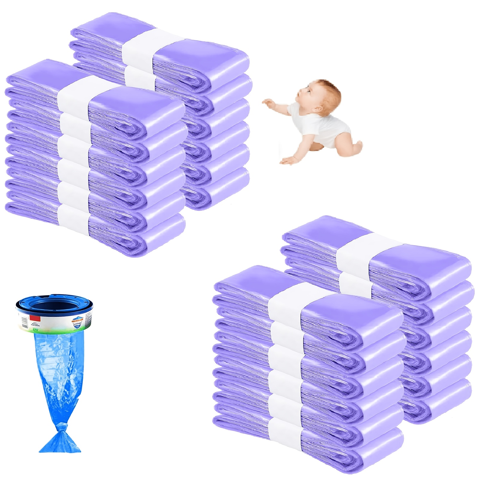 24 Packs Of Diaper Pail Refills, Deodorizing Diaper Refills, Thickened Diaper Pail Refills, Compatible With , , Litterlocker (purple)