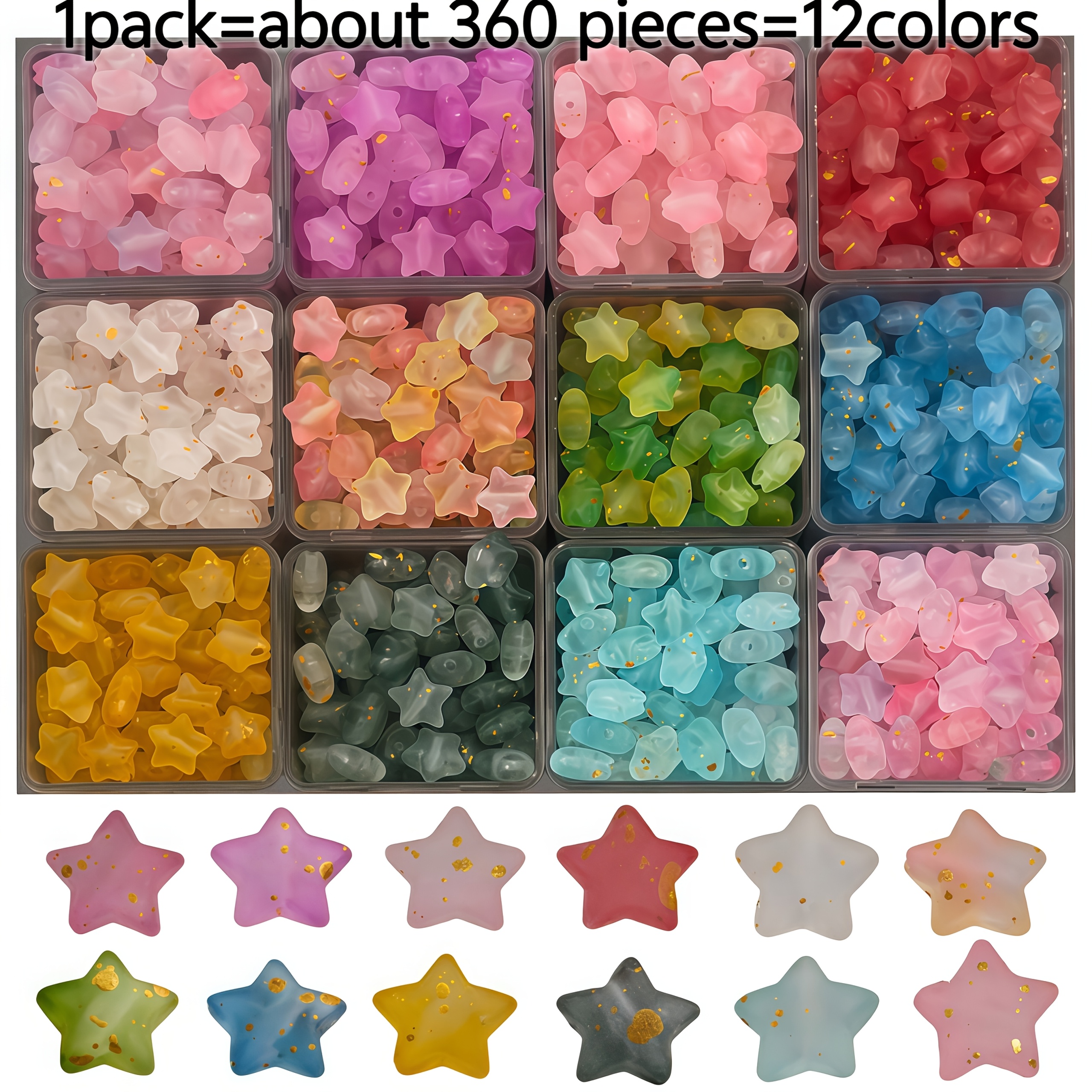TEMU Set de 360 cuentas acrílicas de bicolores de de 10 mm colores, cuentas decorativas para a collares y joyas, regalo para y