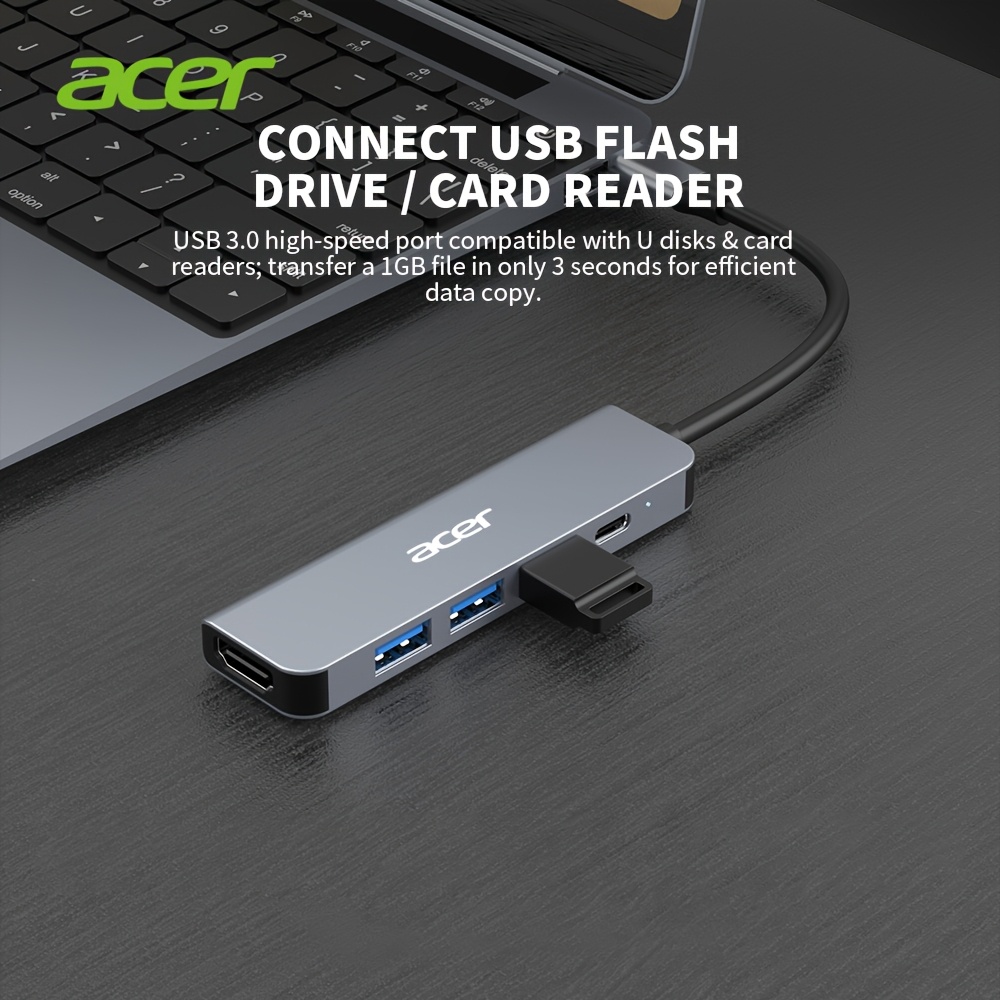 TEMU Acer Usb-c With & Hdtv Port - Portable Docking Station, 60w Fast, Usb 2.0/3.0 Ports Suitable For Smartphones, Tablets, Laptops, Tvs, Computers -