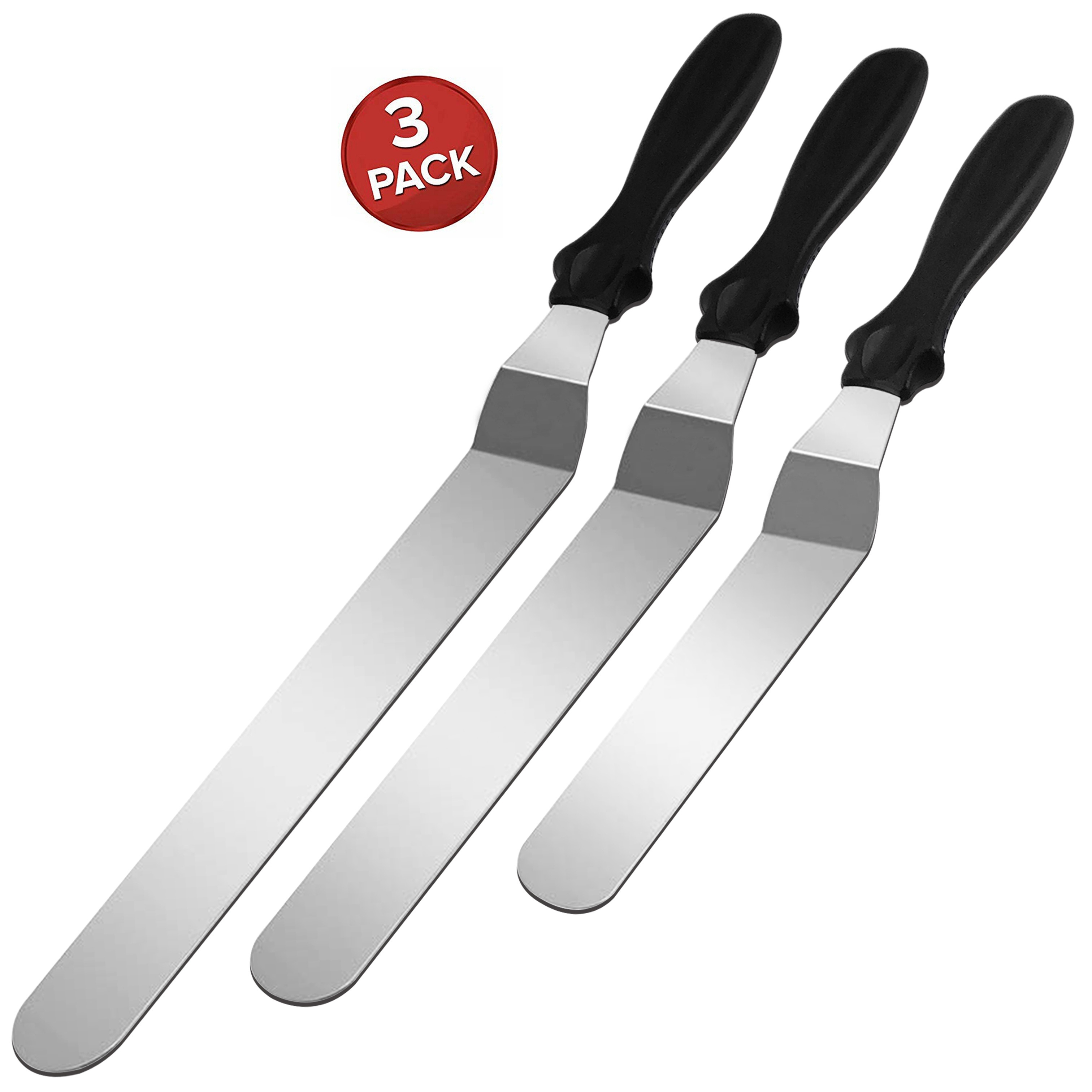 Neutral Cake Smoothing Set Of 3pcs 6/8/10 Inch Stainless Steel Cake , Common Baking Decorating Tools, Kitchen Scraper For Batter, Kitchen Tool