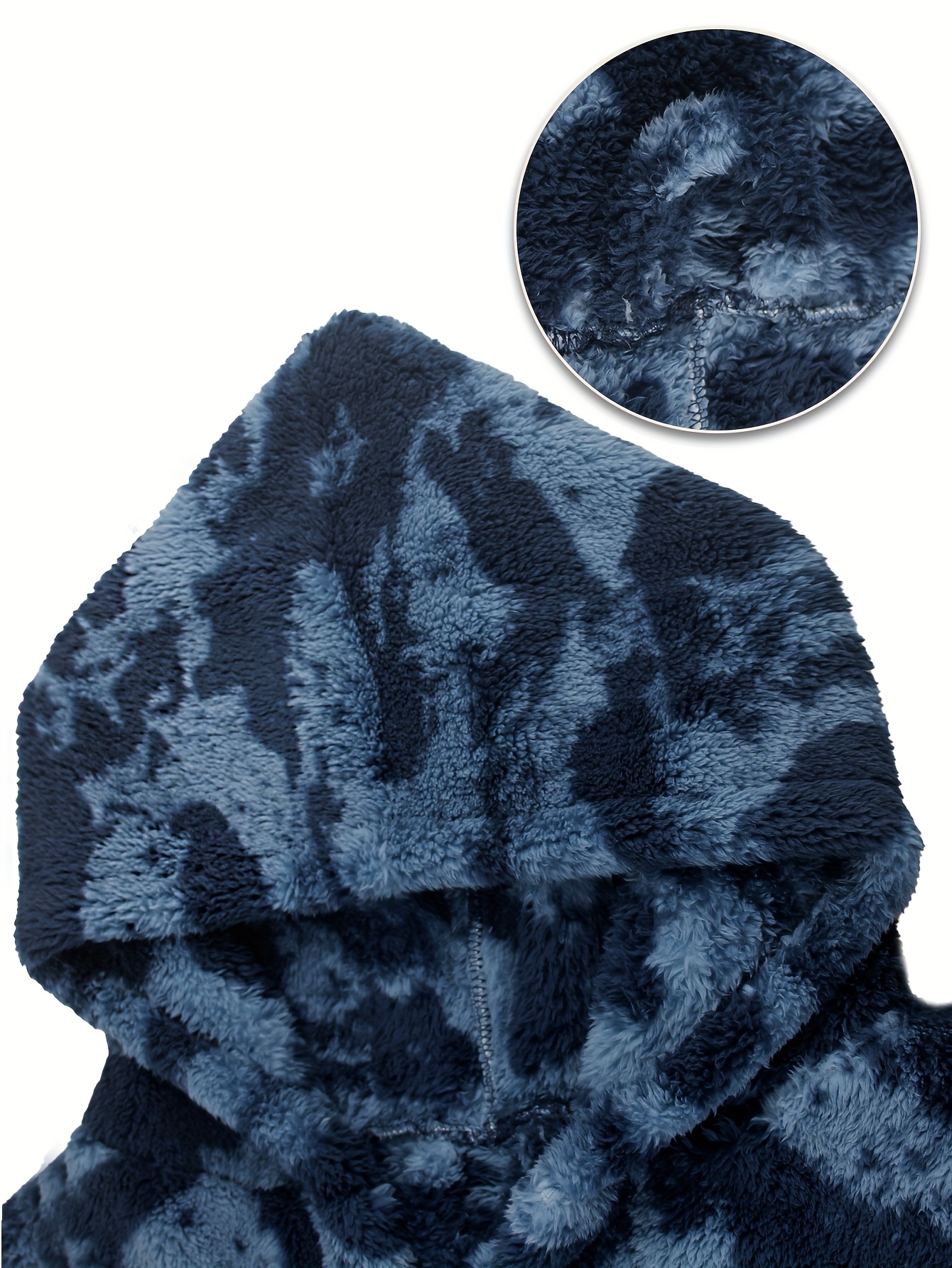 Men's Tie-Dye Coral Hooded Robe - Long Sleeve Kimono Sleepwear with Belt, Loose Fit Winter Robe for home, Spa & Outdoor, Warm Lined Jacket (Tie-Dye Pattern) - Machine Washable All-Season Wear