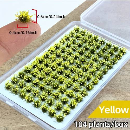 104pcs box mini flower cluster model simulation static small flower grass model landscape model grass cluster ornaments simulation building sand plate material diy handmade grass cluster terrain model kit resin static landscape model moss grass for train landscape railway artificial grass modeling mini artificial grass cluster halloween christmas gift