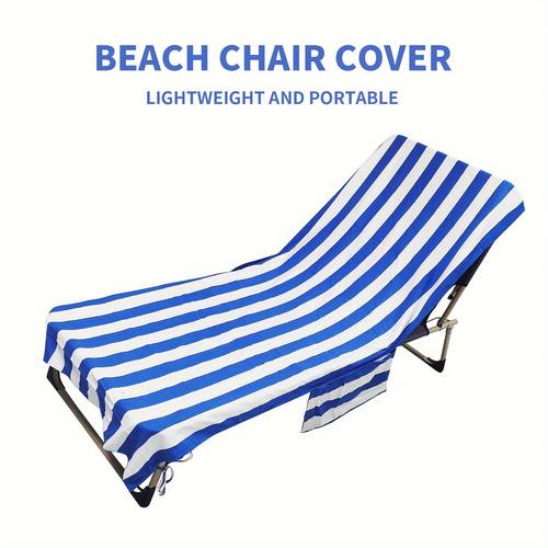 chair beach towel with side pockets portable thin and quick dry chaise lounge chairs towel cover for sun lounger pool for sunbathing garden beach swimming hotel comfortable lightweight and portable no sliding
