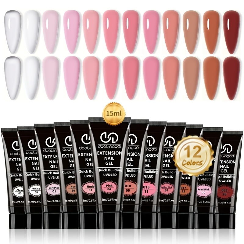 Image of 12-color Polygel Gel Set, Long-lasting, Semi-permanent, Gel Nail Art, Fragrance-free, , High-quality Nail Enhancement For Salon Or Home Use, Perfect For - Mother's Day Gift