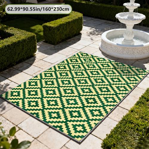1pc geometric diamond pattern soft with embossed base green outdoor mat for yard garden balcony versatile style non slip easy to clean multiple sizes