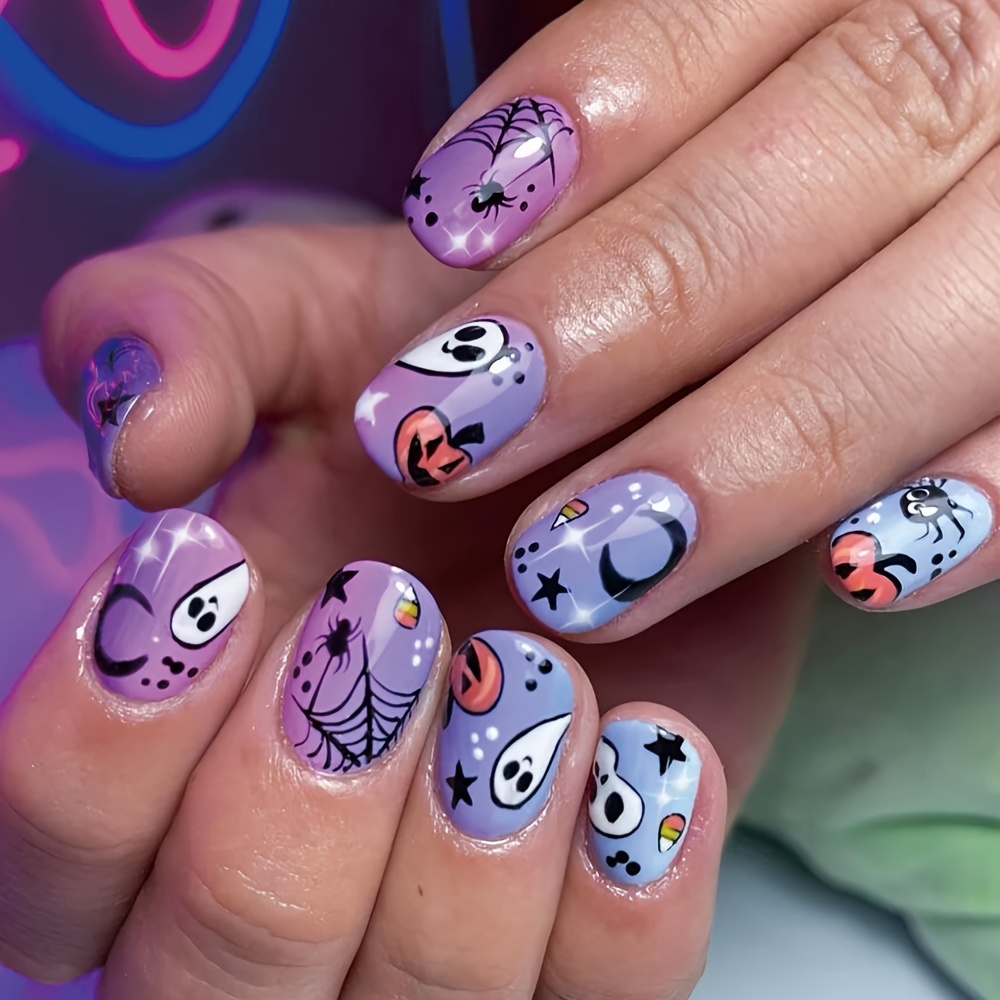 Purple outlets Halloween Press on Nails